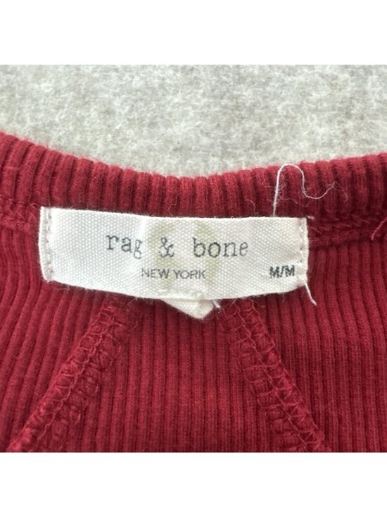 Rag and Bone Long Sleeve Top Womens Medium Pima Cotton Ribbed Knit Crewneck - Picture 3 of 9